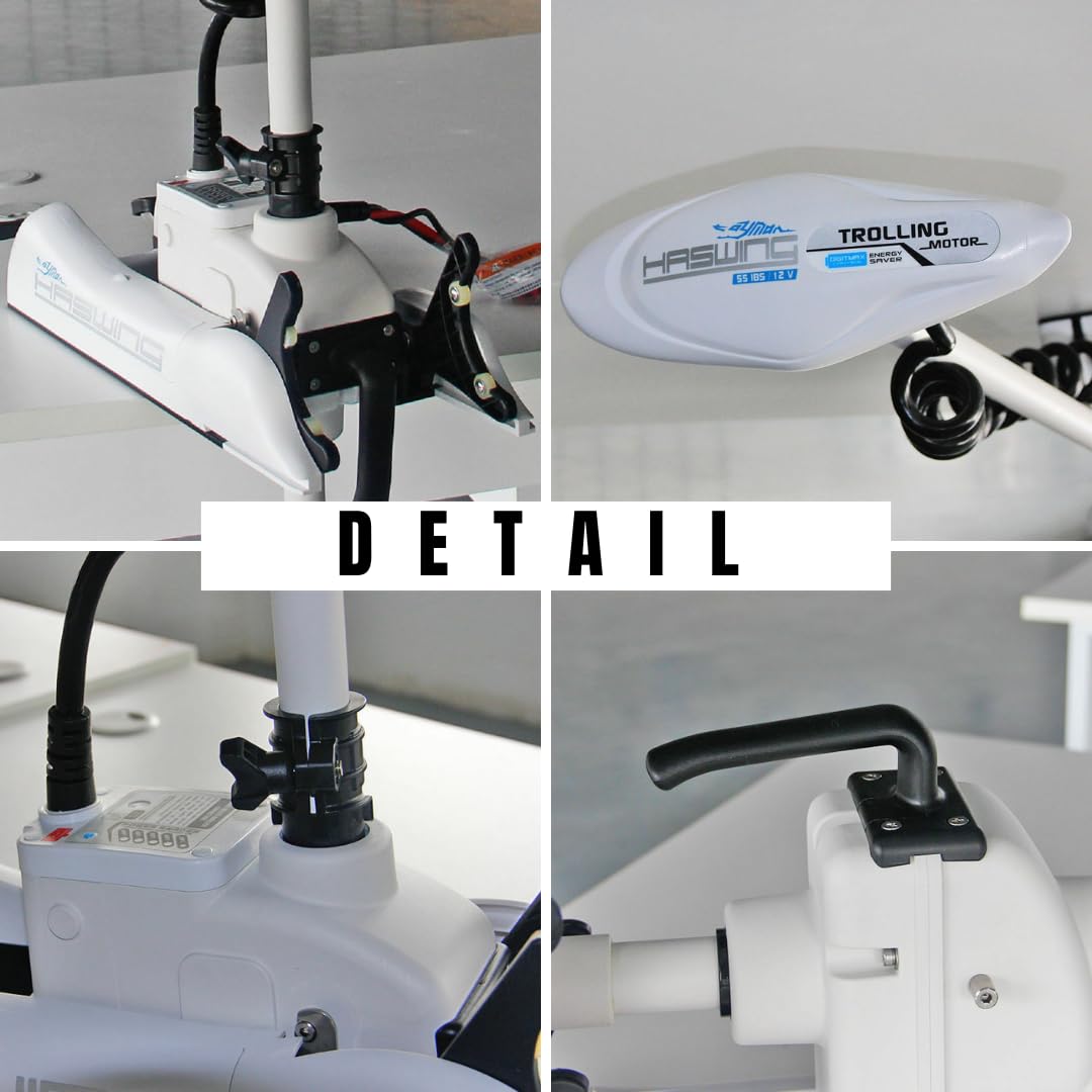 Parkho Haswing Electric Trolling Motor - 12V 55Lb 48 Inch Shaft Cayman B Bow Mount Boat Fishing Saltwater Freshwater With Remote
