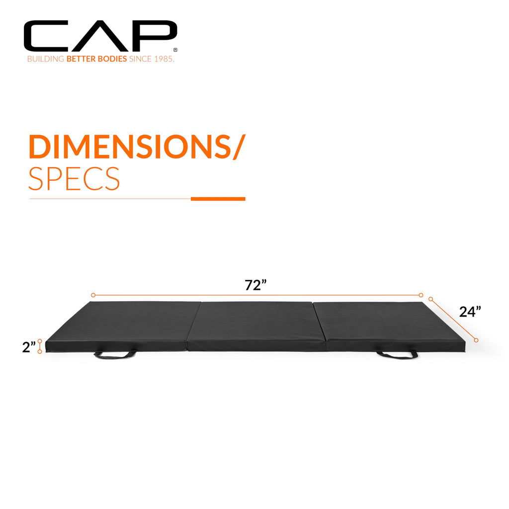 Cap Barbell Folding Exercise Mat - Durable, Anti-Tear, Thick Padding For Fitness, Aerobics, Gymnastics & Home Workouts. 72''L X