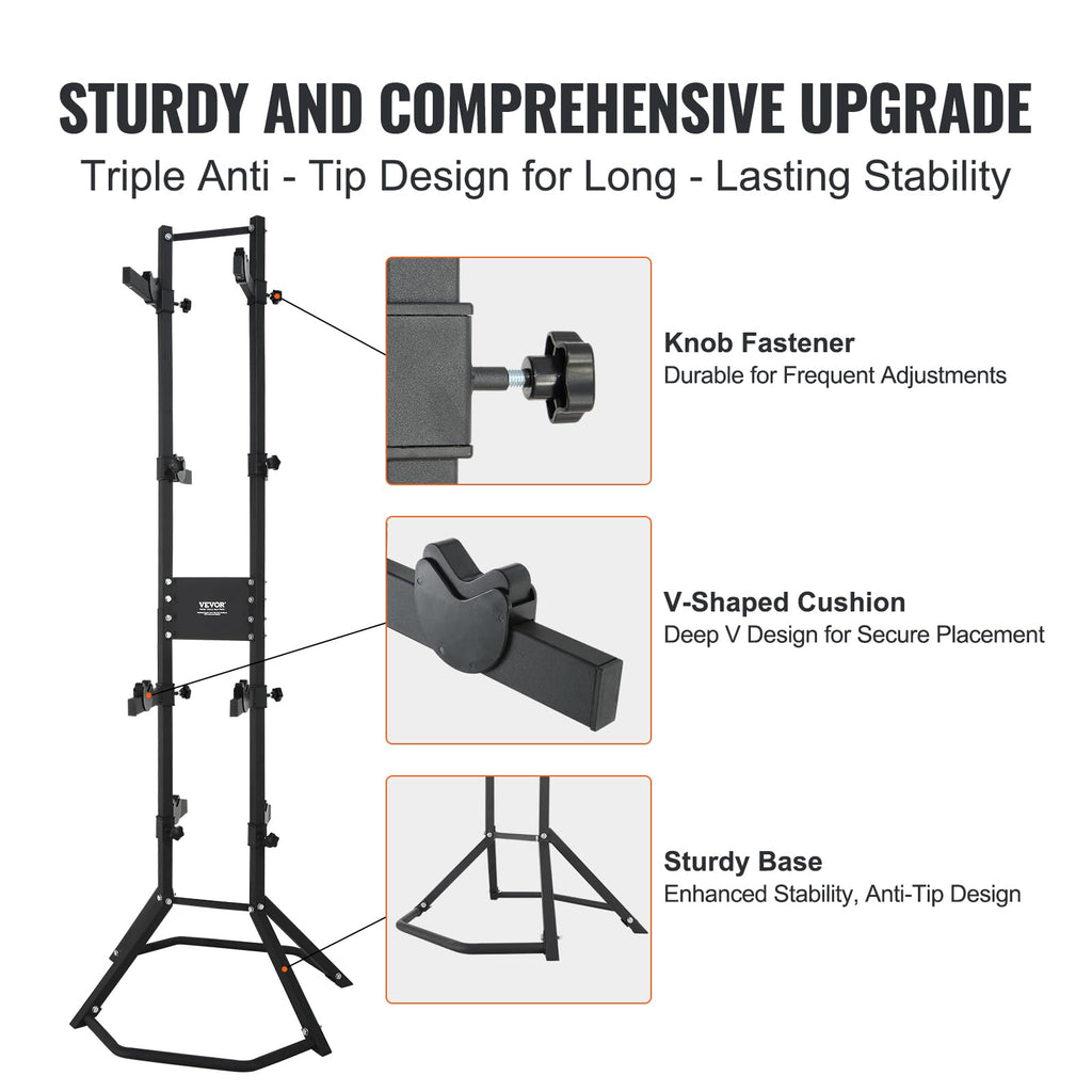 Vevor 4 Bike Storage Rack, Free Standing Gravity Wall Vertical Bike Rack, Fully Adjustable Bike Rack Garage, Sturdy Steel & Easy