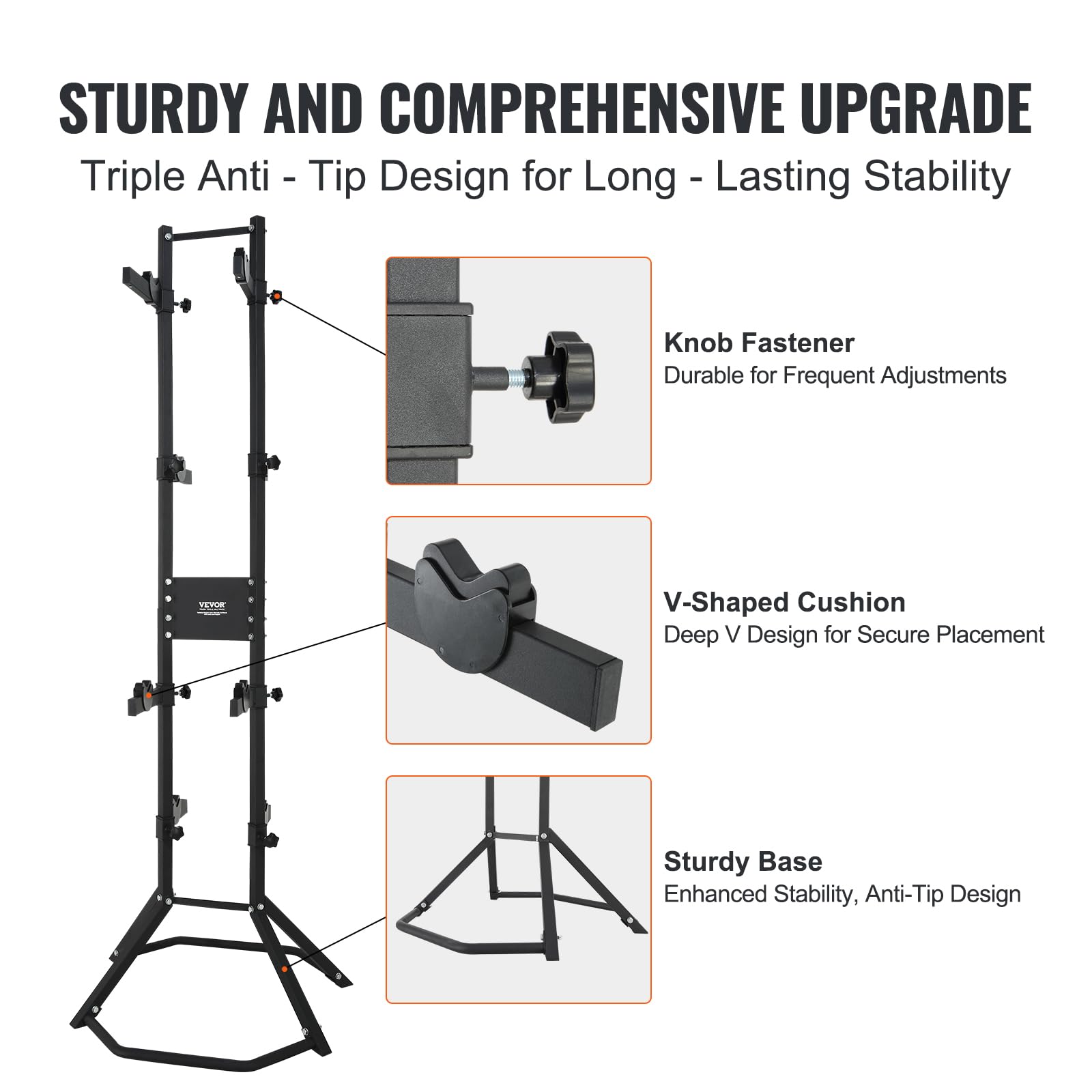 Vevor 4 Bike Storage Rack, Free Standing Gravity Wall Vertical Bike Rack, Fully Adjustable Bike Rack Garage, Sturdy Steel & Easy