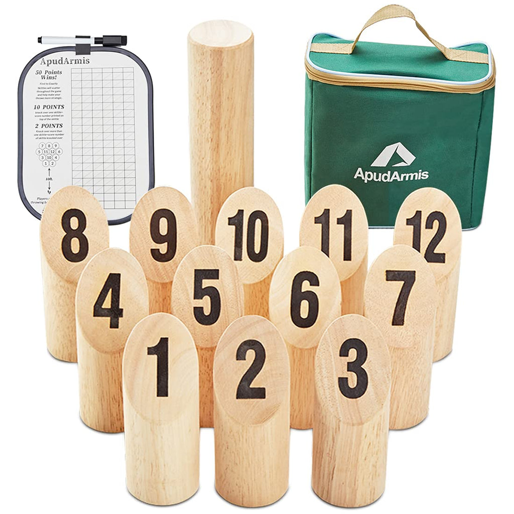 Apudarmis Wooden Tossing Game Set, Numbered Block Toss Games Set With Scoreboard & Carrying Case - Outdoor Lawn Backyard Beach G
