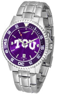 SunTime Men's Collegiate Competitor 40mm Watch - TCU Horned Frogs with 20mm Stainless Steel Band - AC Color Bezel