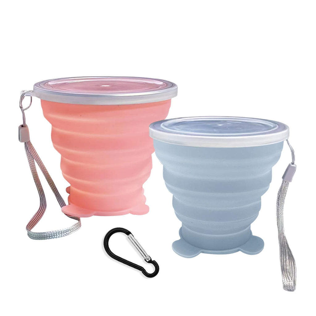 Collapsible Cup-Silicone Small Foldable Cups-Expandable Folding Drinking-Reusable Portable Mugs-Cup With Lids For Travel, Campin