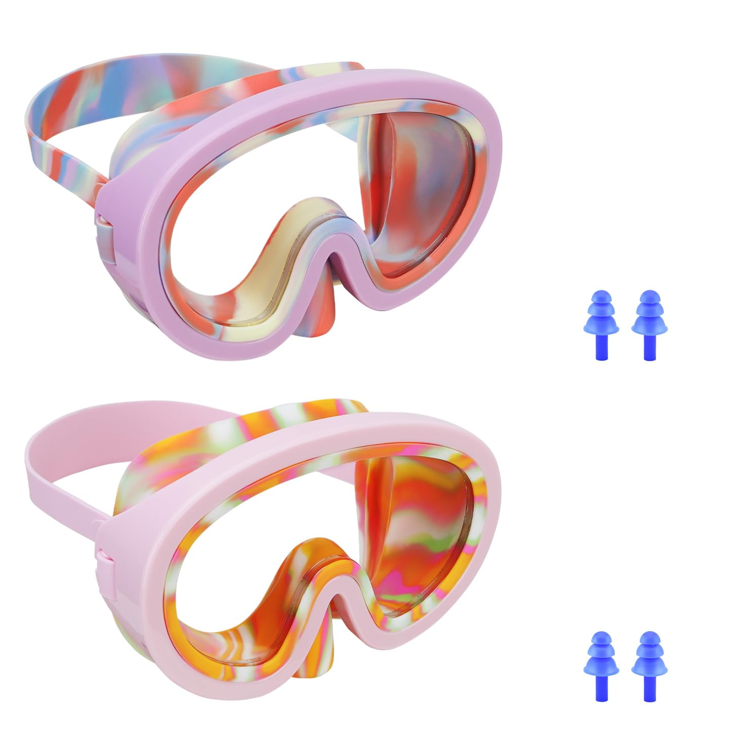 Swimming Goggles for Kids Diving Swim mask Glasses Snorkeling for Children Aged 3-8 Snorkel Dive mask 2 Pack Purple+Pink