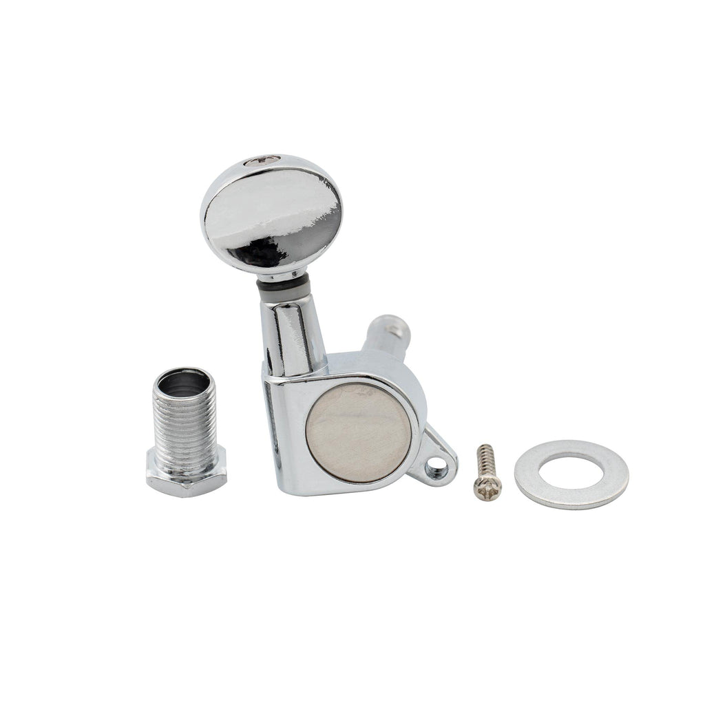 Musiclily 6 Inline Sealed Guitar Tuners Tuning Pegs Machine Heads Set,Kidney Button Chrome