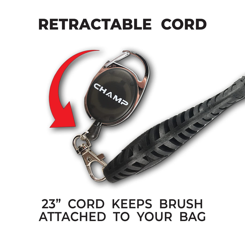 Champ Proactive Sports Dual-Bristle Club Brush With Retractable Cord, Black