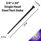 Moose Supply Single Head Metal Tent Stakes Heavy Duty Steel Ground Stake, Versatile Spikes To Anchor Commercial Inflatables, Eve