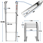 Young Marine 4 Steps Stainless Steel Drop Down Telescopic And Folding Boat Ladder With White Plastic Footboard,Over Platform Mou