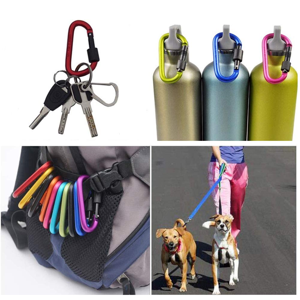 Onwon Aluminum Carabiner D-Ring Locking Key Security Camping Climbing Hiking Keychain (10 Pcs)