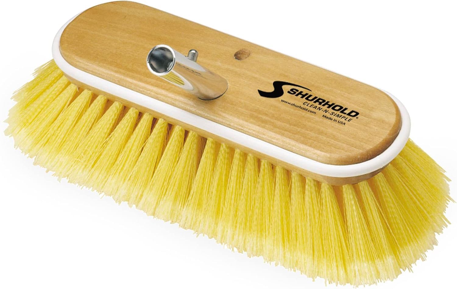 Shurhold 980 10 Inch Soft Bristle Brush, Deck Brush With Yellow Polystyrene Bristles