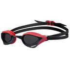 Arena Unisex Cobra Core Swipe Anti-Fog Racing Swim Goggles For Men And Women Polycarbonate Non-Mirror Lens, Smoke/Red