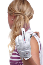 Nice Shot The Bird Golf Glove In White Cabretta Leather Womens Right Hand - Medium
