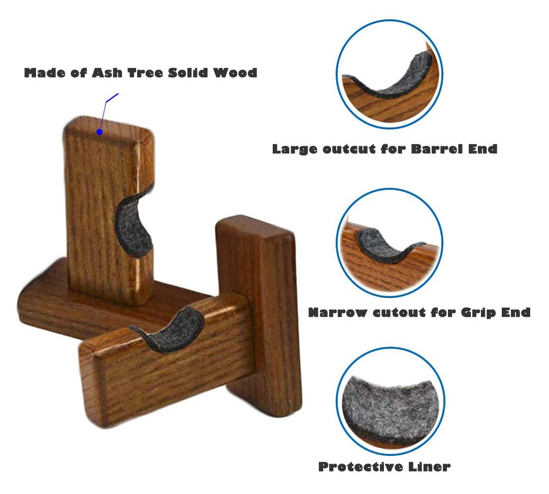 Orga'Neat Baseball Bat Display Case, Wall Mount Bat Holder Hanger, Solid Ash Tree Handmade Horizontal Bat Rack W/ Protective Sof