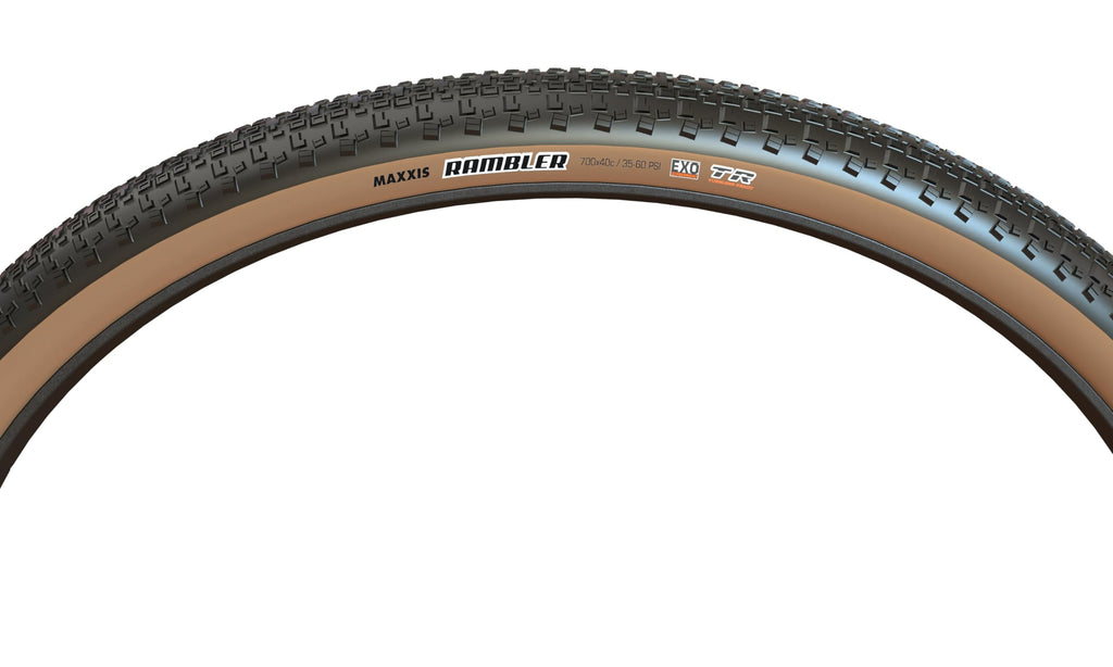 Maxxis, Rambler, Tire, 700X40C, Folding, Tubeless Ready, Dual, Exo, 60Tpi, Tanwall
