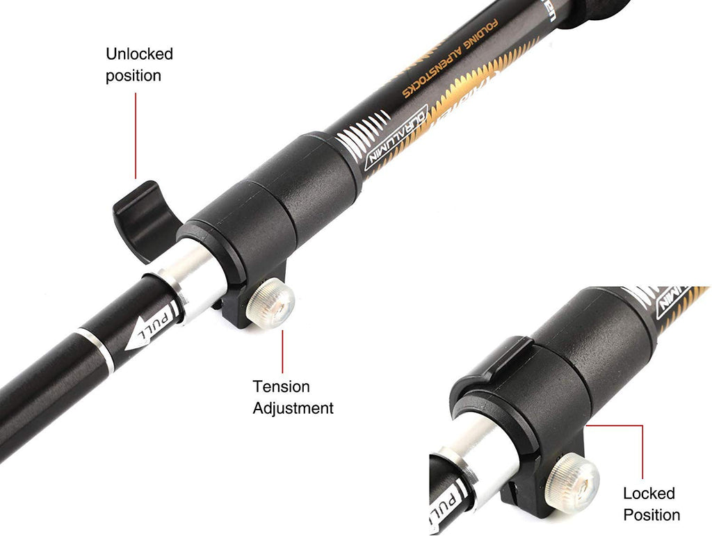 A Alafen Aluminum Collapsible Ultralight Travel Trekking Hiking Pole For Men And Women Purple