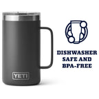 Yeti Rambler 24 Oz Mug, Vacuum Insulated, Stainless Steel With Magslider Lid, Charcoal