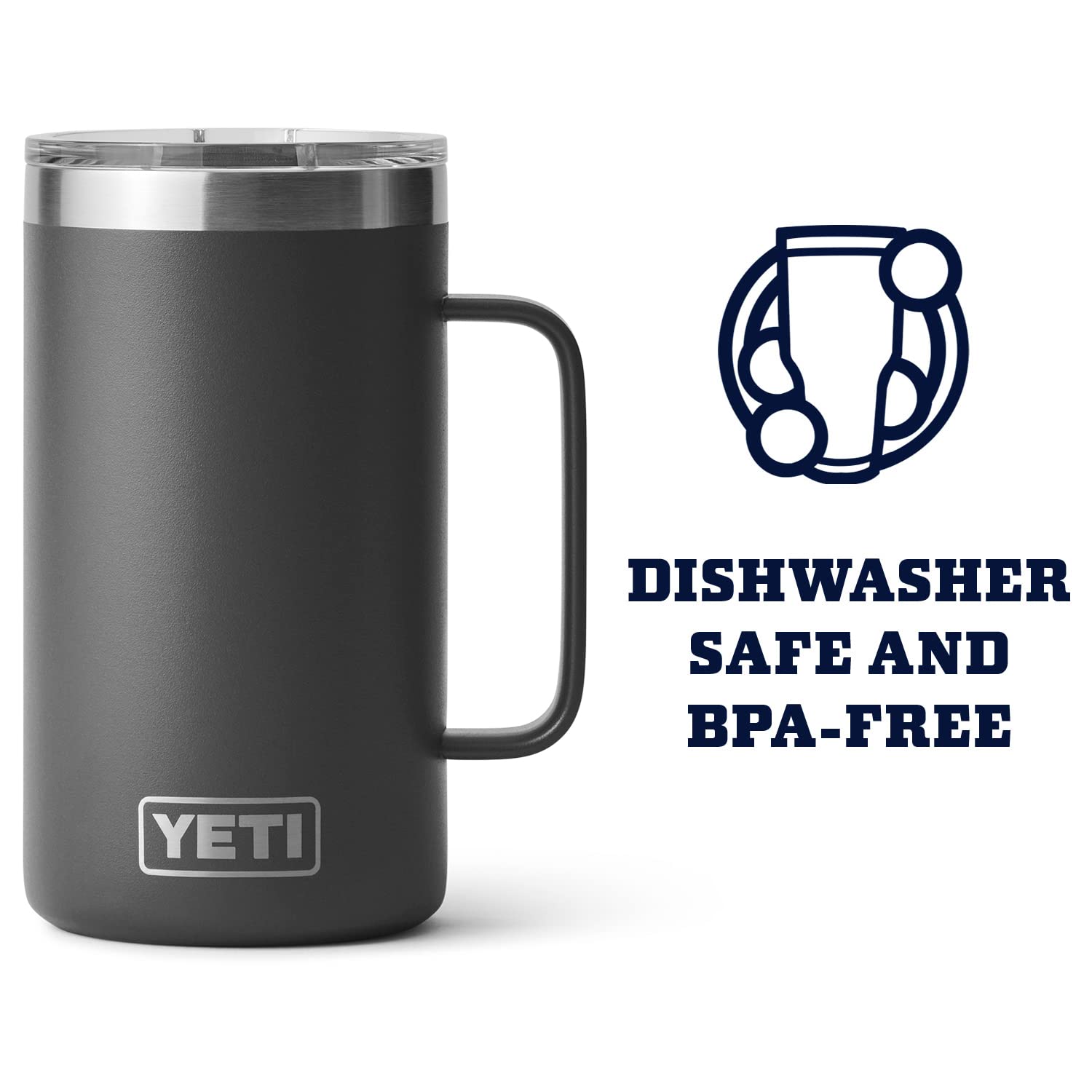 Yeti Rambler 24 Oz Mug, Vacuum Insulated, Stainless Steel With Magslider Lid, Charcoal
