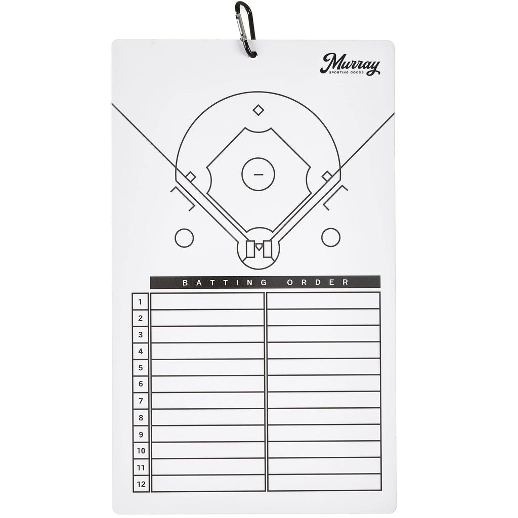 Murray Sporting Goods Baseball Dry Erase Coaches Clipboard | Double-Sided Baseball Lineup Clipboard Dry Erase White Board | Base