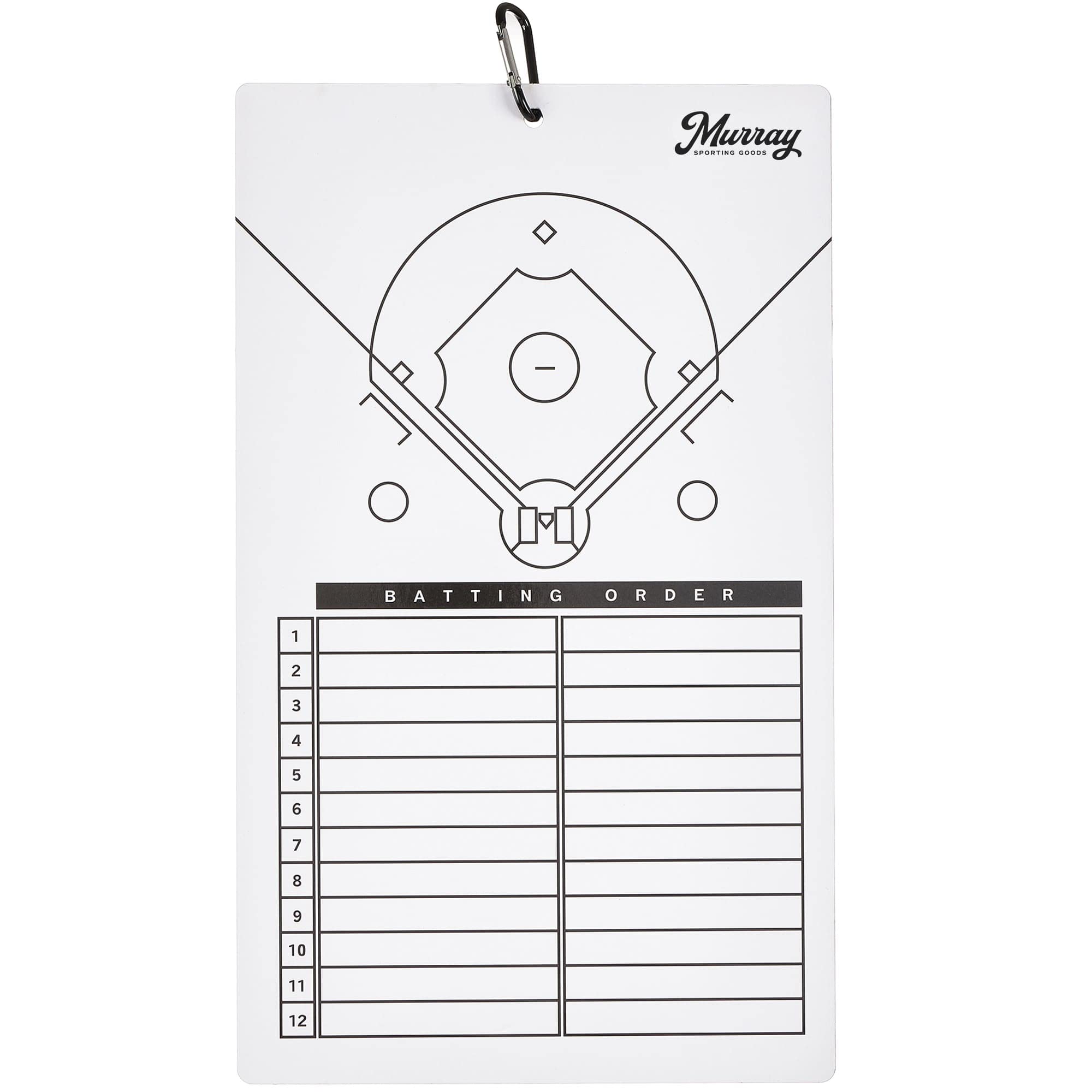 Murray Sporting Goods Baseball Dry Erase Coaches Clipboard | Double-Sided Baseball Lineup Clipboard Dry Erase White Board | Base