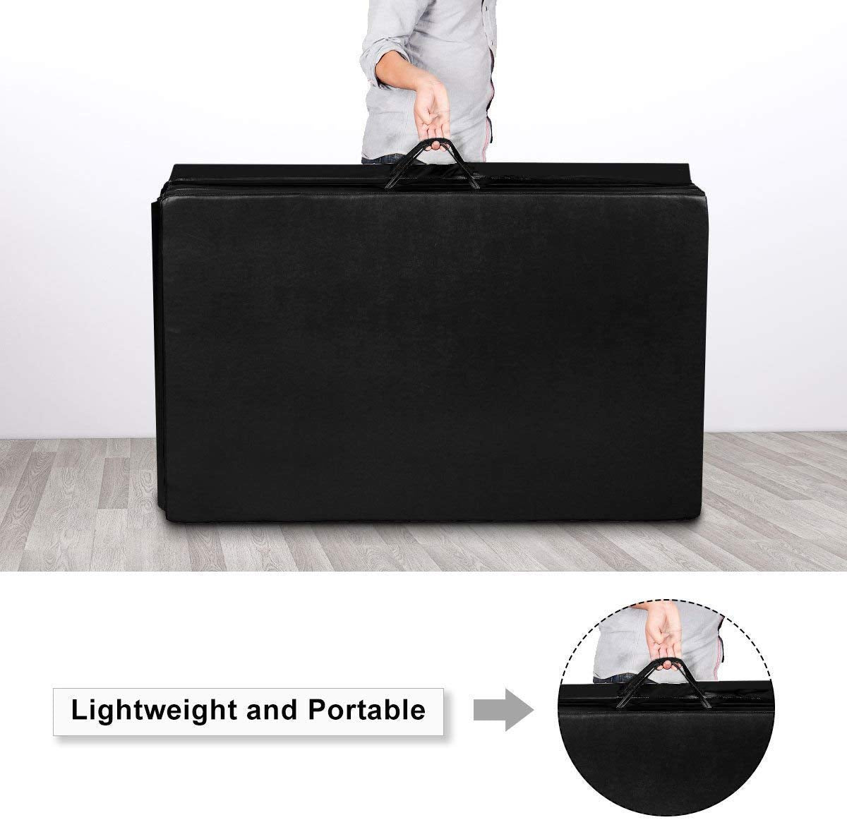 Goflame Gymnastics Mat Folding 4X10X2, Thick Exercise Mat With Carrying Handles, Gym Fitness Aerobics Mat For Yoga, Tumbling, Gy