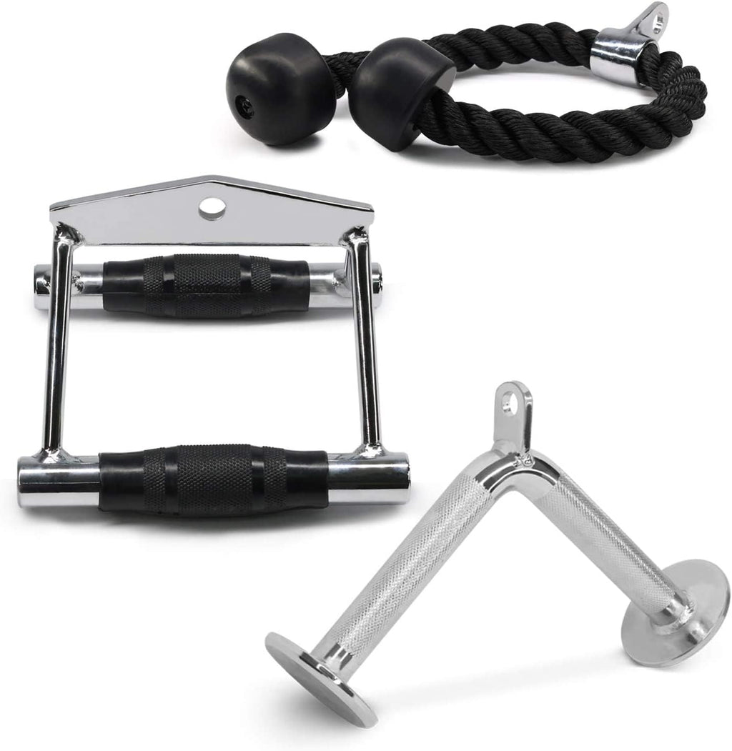 Yes4All Double D Row Handle Cable Attachment - Non Slip Handle & 360    Steel Swivel (Optional) (I - Double D Handle+Triceprope+