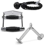 Yes4All Double D Row Handle Cable Attachment - Non Slip Handle & 360    Steel Swivel (Optional) (I - Double D Handle+Triceprope+