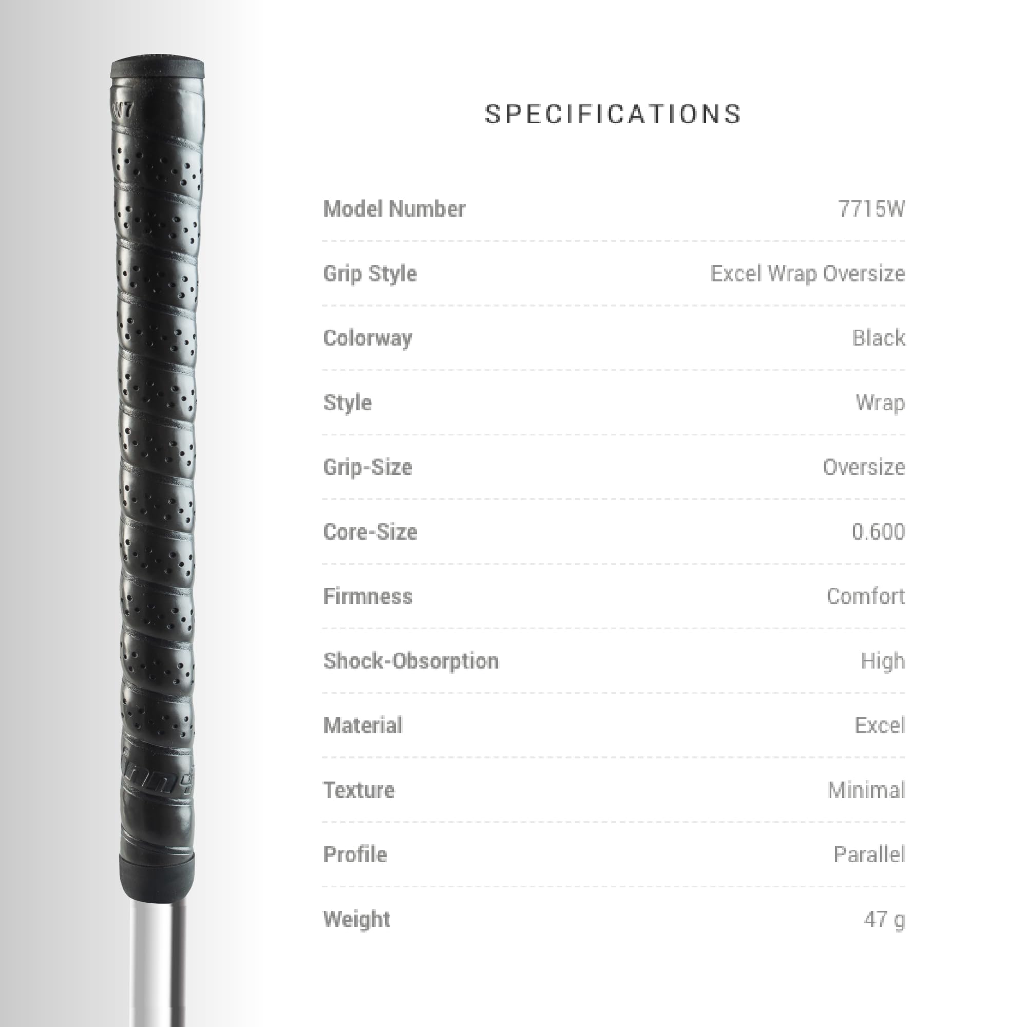 Winn Excel Wrap Oversize Golf Grip  Extremely Cushioned & Ultra Comfortable, Ultra-Tacky Feel & Shock Absorption, 65% More Shock