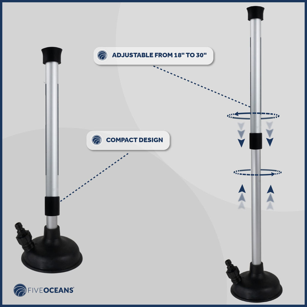 Five Oceans Inboard Motor Muff, Universal Inboard Motor Flusher, Black Pvc Marine Grade Round Cup Muff, Telescoping Shaft Adjust