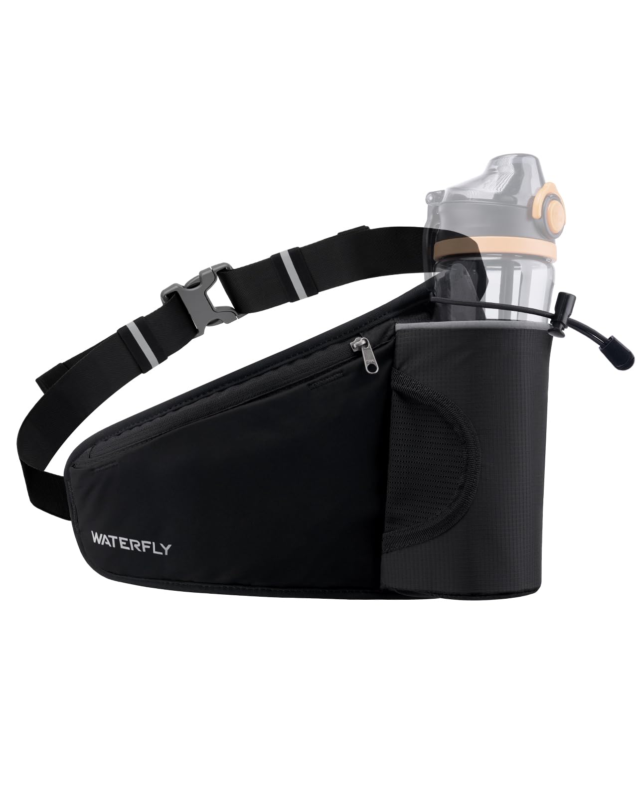 WATERFLY Running Water Bottle Belt: Hydration Fanny Pack Waist Bag for Women Men with Bottle Holder Hip Pack for Runners Walking