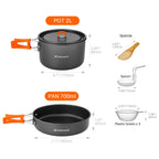 Odoland 9Pcs Camping Cookware Non-Stick Lightweight Camping Pots And Pans Set With Plastic Bowls Soup Spoon For Camping, Backpac