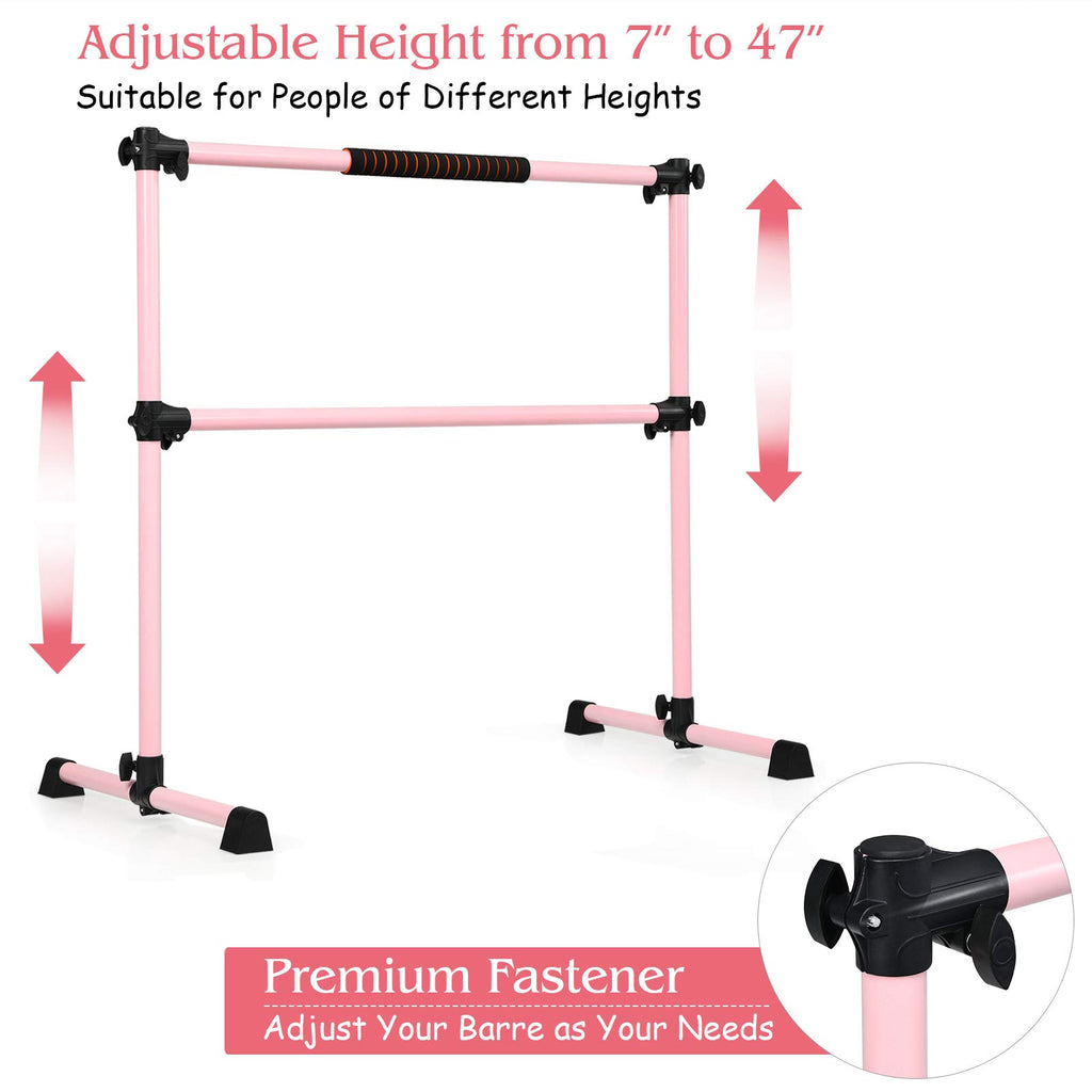 Goflame Ballet Barre Portable Double, 4Ft Freestanding Ballet Barre Adjustable, Heavy Duty Dancing Stretching Ballet Bar For Hom