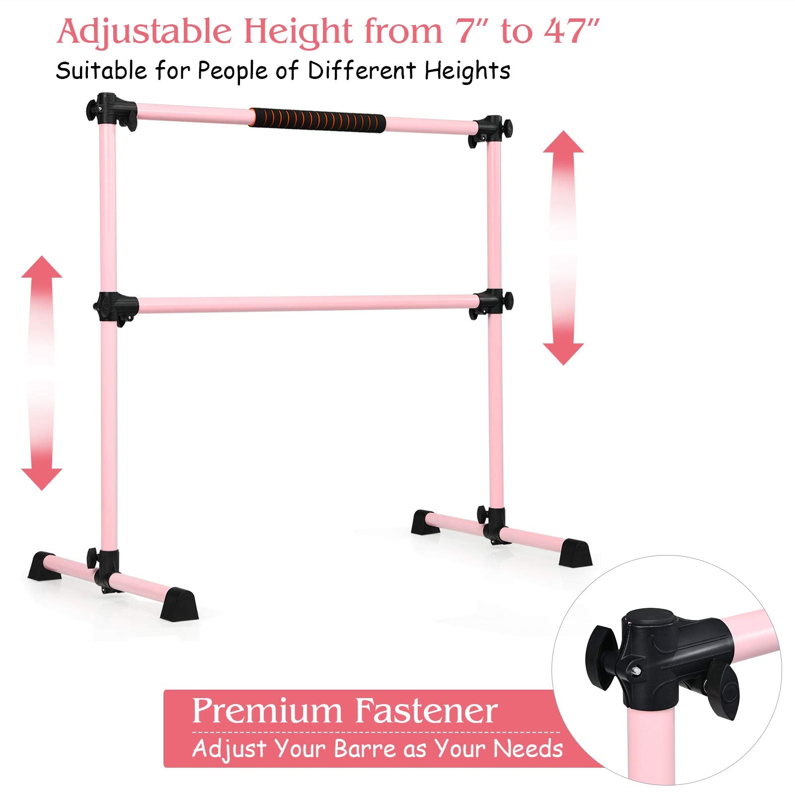 Goflame Ballet Barre Portable Double, 4Ft Freestanding Ballet Barre Adjustable, Heavy Duty Dancing Stretching Ballet Bar For Hom