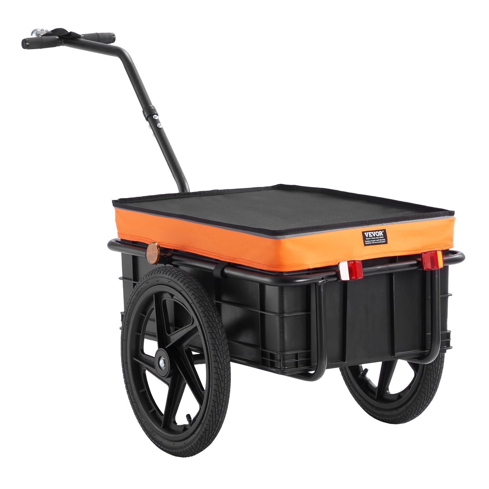 Vevor Bike Cargo Trailer, 88 Lbs Load Capacity, Heavy-Duty Bicycle Wagon Cart, Foldable Compact Storage With Universal Hitch, Wa