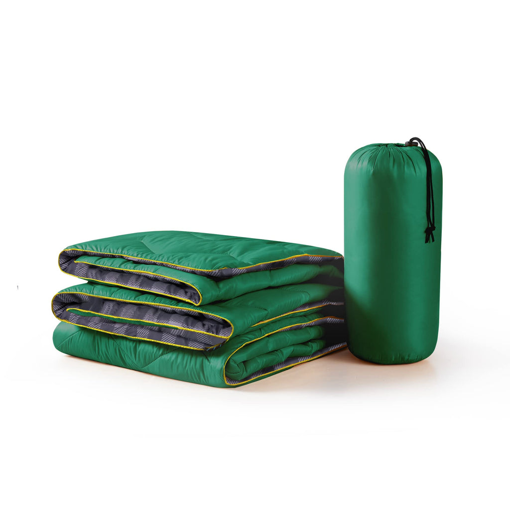 Unikome Lightweight & Waterproof Outdoor Camping Travel Blanket, Puffy Down Alternative With Corner Loops, 7552, Green