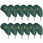 Craftsman Golf 12Pcs Thick Synthetic Leather Green Golf Iron Head Covers Set Headcover Fit All Brands Callaway Ping Taylormade C