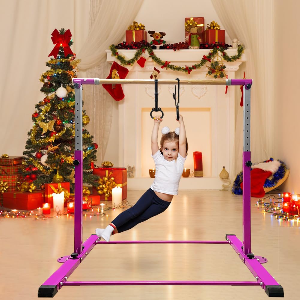 Landgarden Gymnastic Kip Bar,Horizontal Bar For Kids Girls Junior,3' To 5' Adjustable Height,Home Gym Equipment,Ideal For Indoor