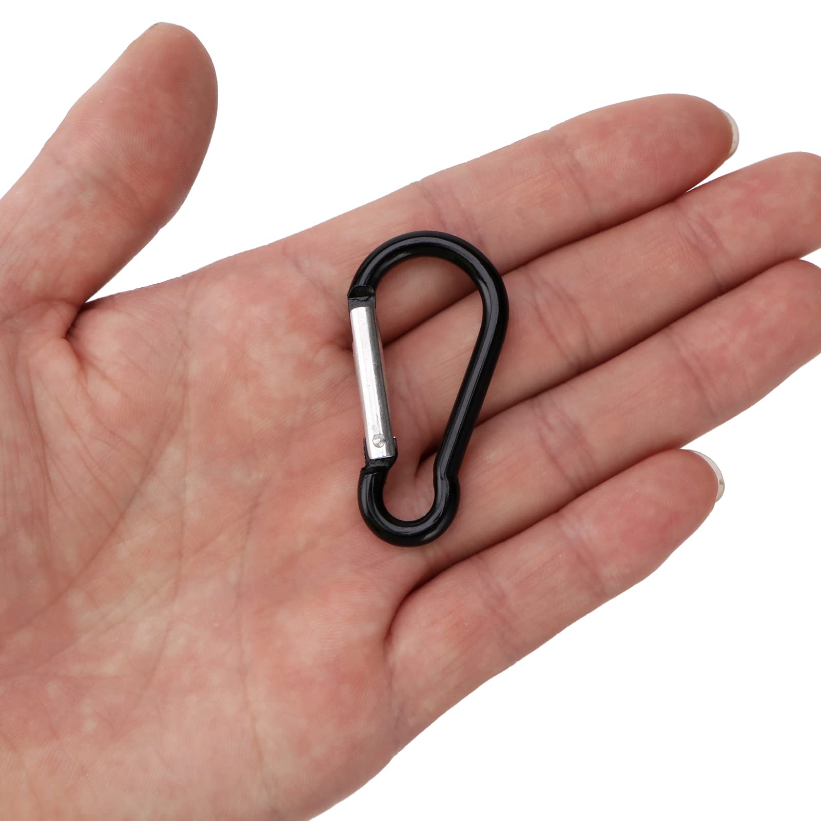 100Pcs Aluminum Carabiner Spring Clip Hook Keychain Buckle Pack Bulk For Camping Hiking Rv Fishing Traveling Backpack Bottle, Bl