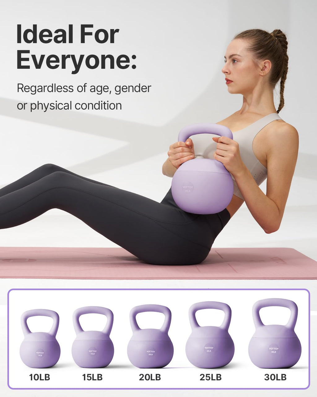 YOTTOY Soft Kettlebell,Kettlebell Anti-Slip Grip Weight for Home Workouts, Kettlebells Set Strength and Safety Guaranteed (Purpl