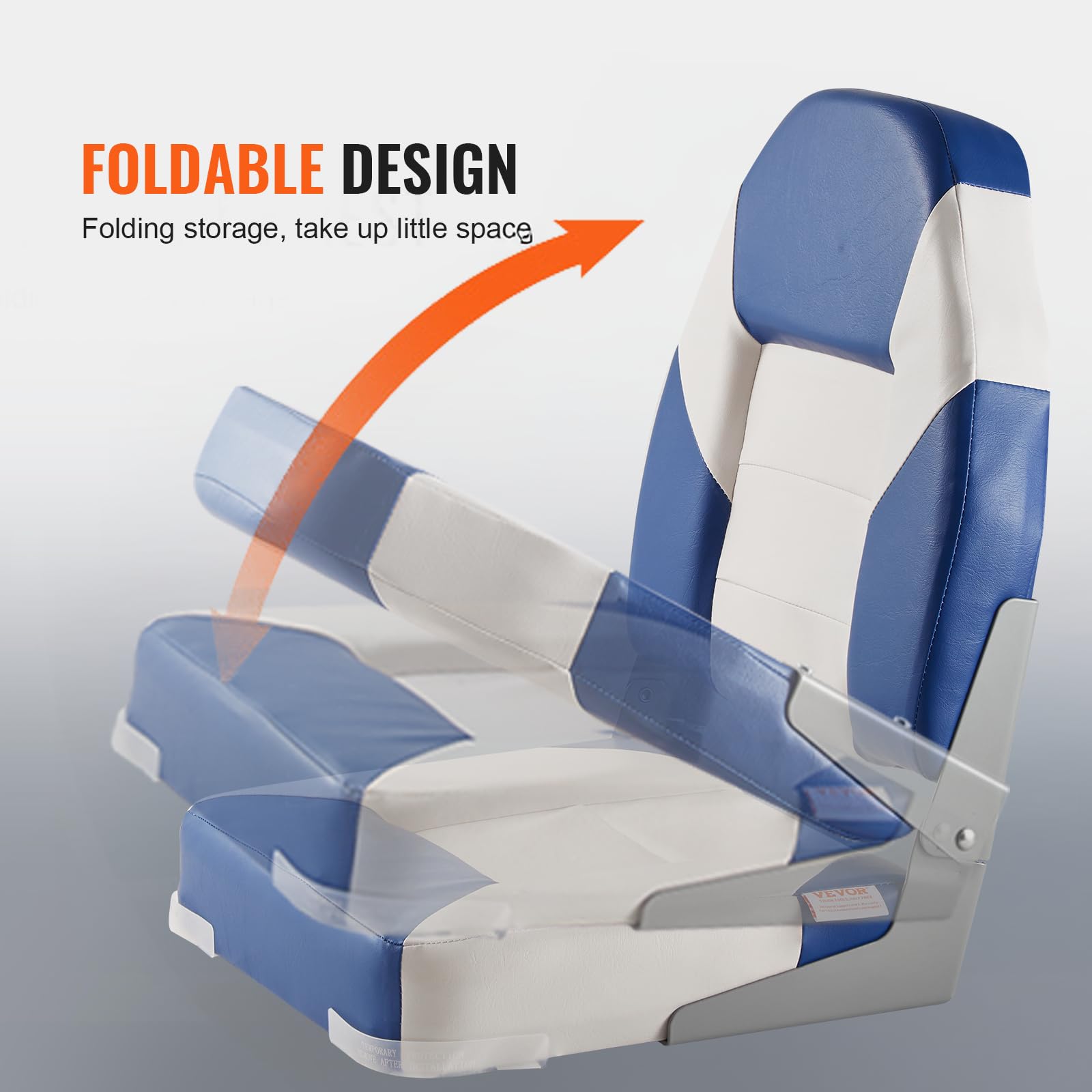 Vevor 2-Pack 21.85 High Back Boat Seat With Thickened Sponge Padding And Hinge, Fold-Down Boat Captain Chairs, Easy To Store, Id