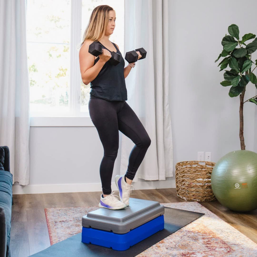The Step Durable Stackable Step - Aerobic Step Platform With Non-Slip Surface - Made In Usa - Perfect Steppers For Exercise - Wo