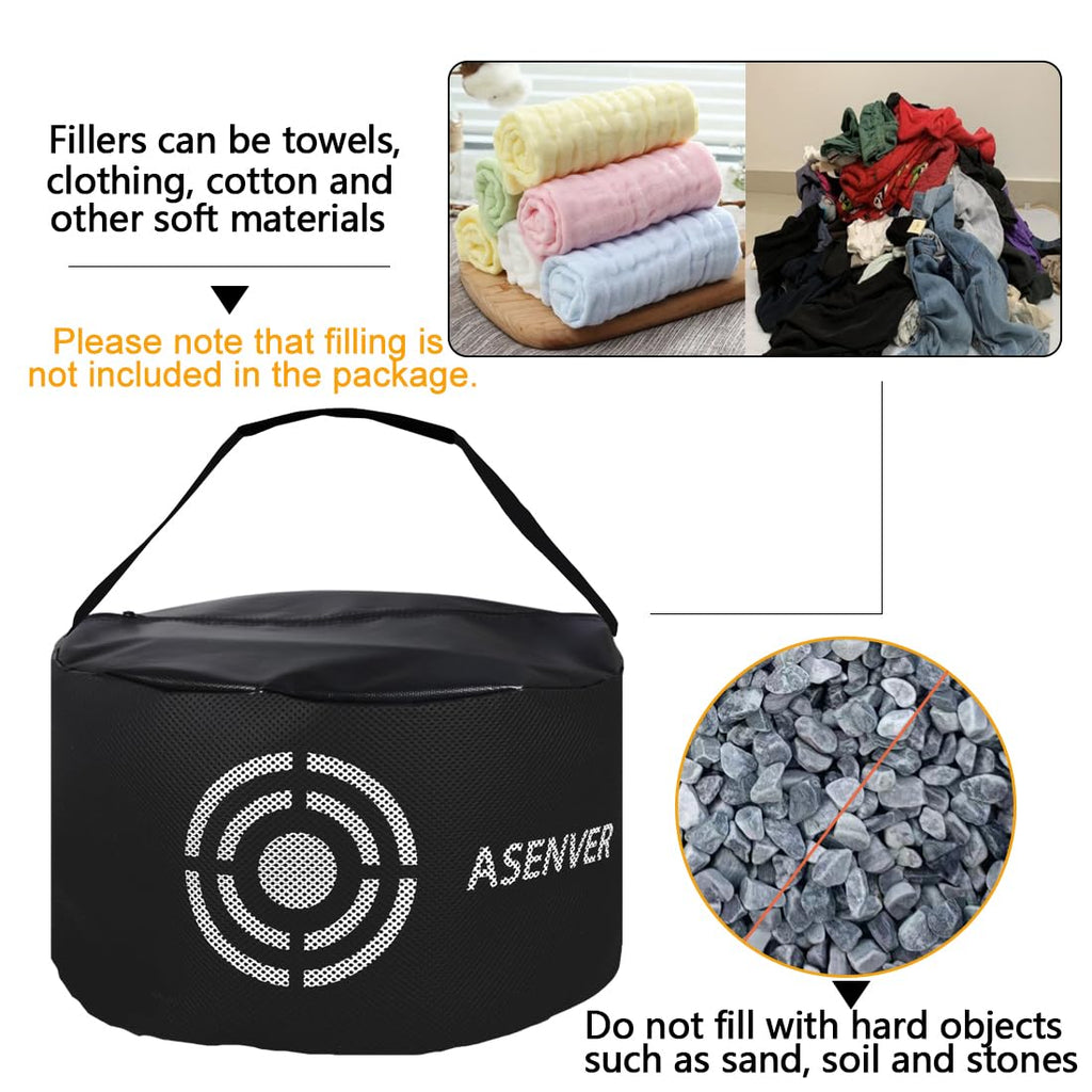 Asenver Black Golf Impact Bag Silent Golf Swing Trainer Golf Smash Bag Portable Power Hitting Bag Golf Training Aid