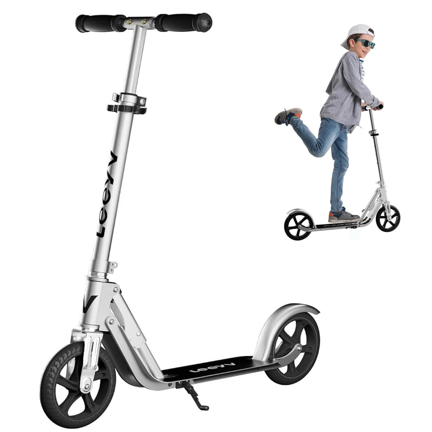 Scooter for Kids 6-12 & Adults | Adjustable Height, Foldable, Lightweight Aluminum Frame | Holds Up to 220lbs | Smooth Ride on A