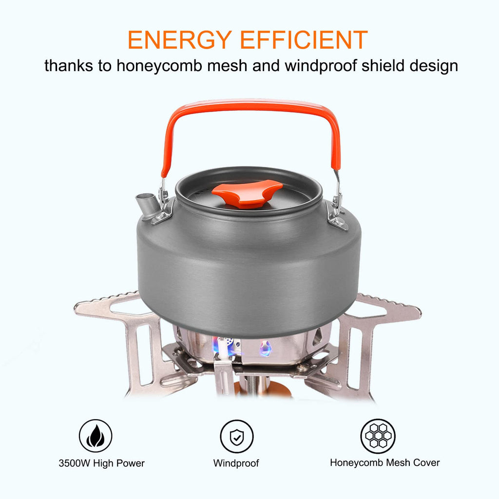 Portable Backpacking Stove With Piezo Ignition Windproof Camping Gas Stove Camp Stove Foldable Burner With Propane Canister Adap