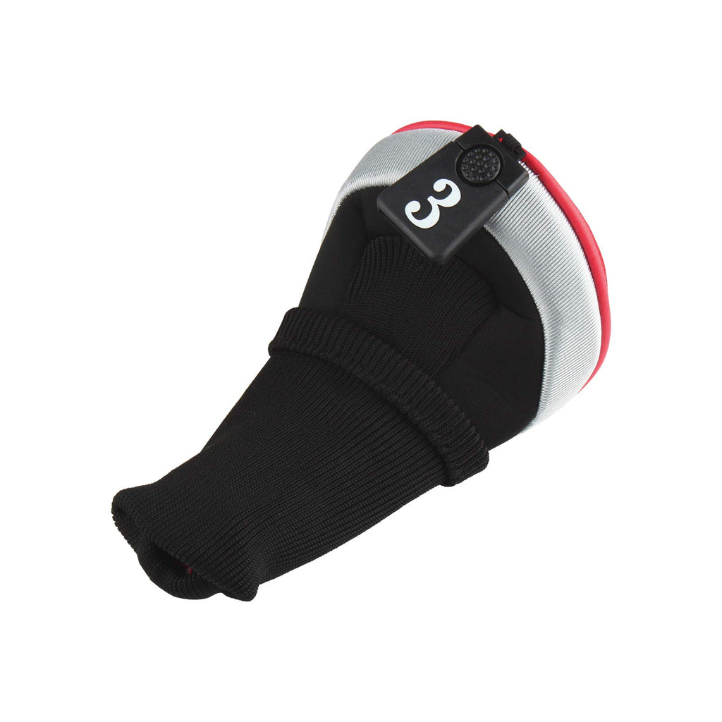 Andux 6Pcs/Set Golf Club Head Covers Long Neck (3Pcs Hybrid Covers + 3Pcs Wood Covers) (Black/Red)