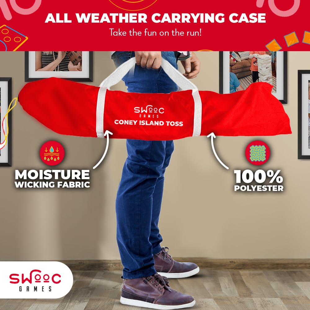 Swooc Games - Coney Island Toss - Arcade Style Cornhole Board Set W/Carrying Case & 15+ Games - Corn Hole Games For Adults - Kid