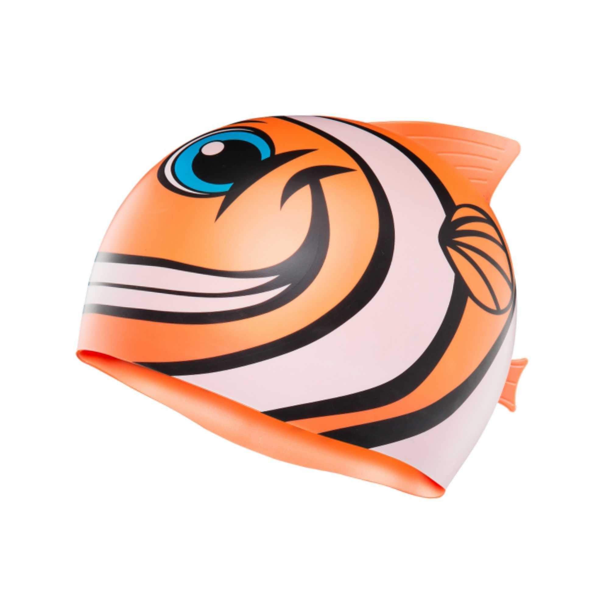 TYR Kids Charac Happy Fish Swim Cap, Orange