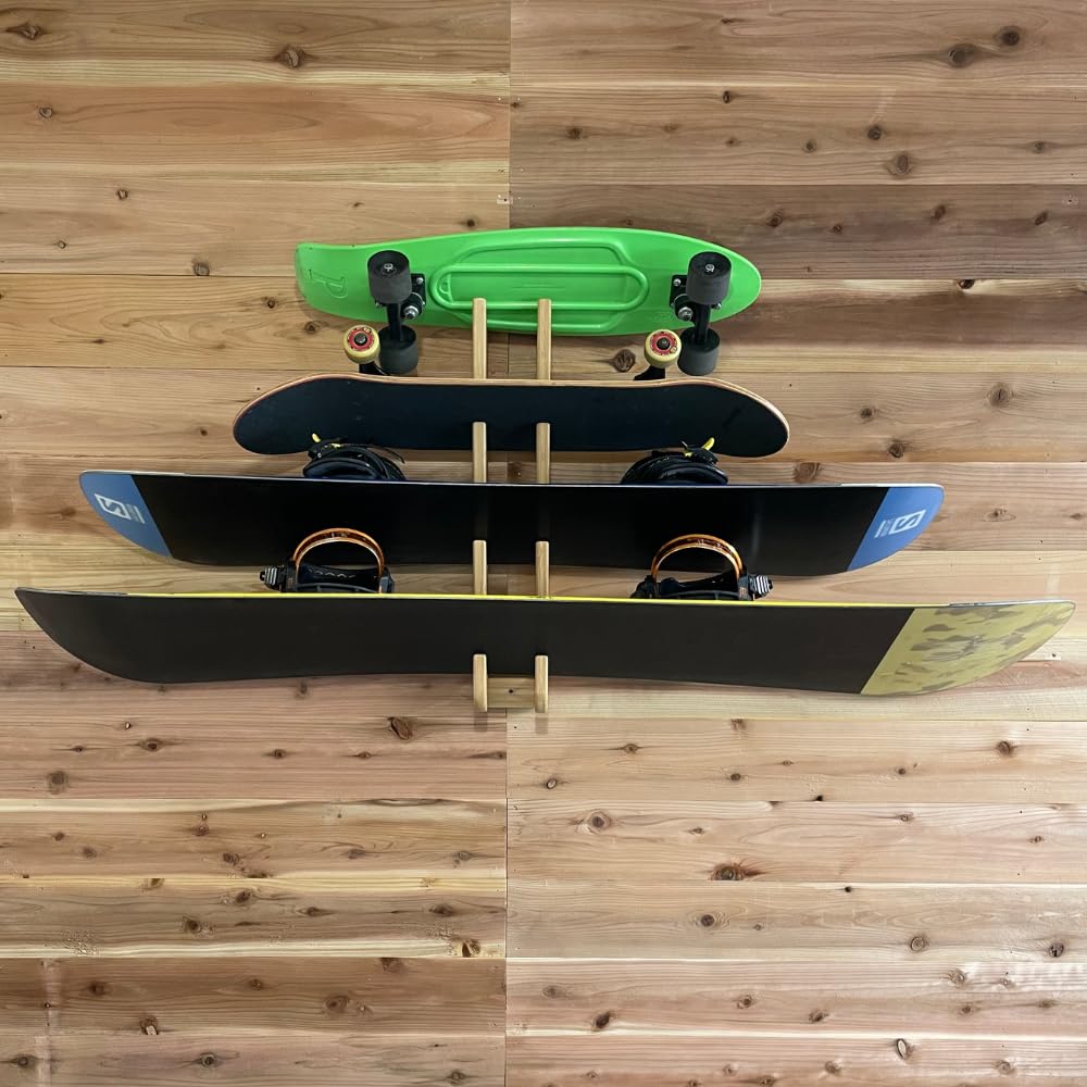 Cor Surf Skateboard Wall Mount Display 4 Boards  Snowboard Wall Storage Mount Holds Four Boards Made With Sustainable Bamboo 4 B