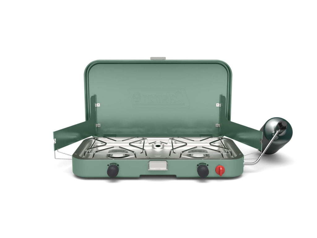 Coleman Cascade 222 2-Burner Camping Stove, Portable Cooktop With 22,000 Btus, Matchless Lighting, & Dual Wind Guards