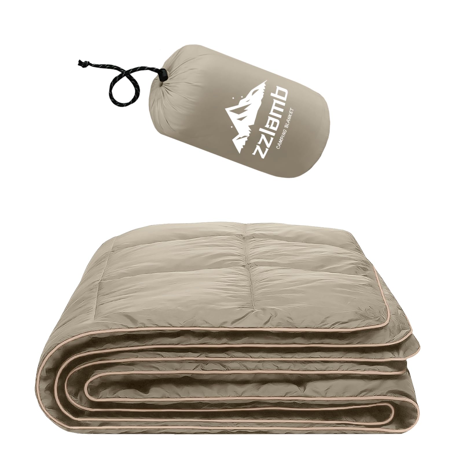 Zzlamb Camping Blanket For Adults, Compact Lightweight Soft Puffy Blanket Water-Repellent, Packable Warm Quilt Down Alternative