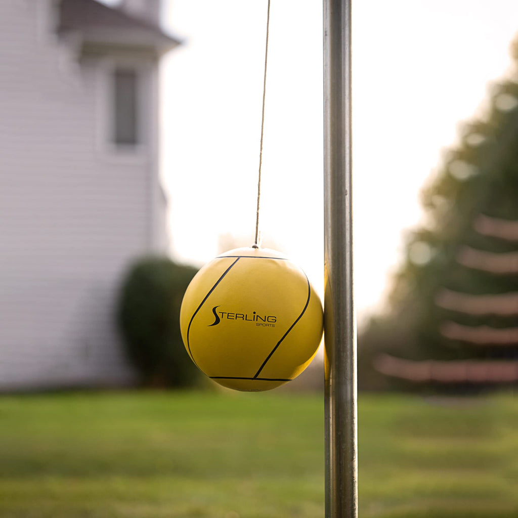 Sterling Sports Compact Tetherball Set For Outdoor Backyard With Ball And Rope Set, 9' Metal Pole, Air Pump Included